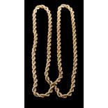 A rope-twist necklace: approximately 77cm long, 33.5gms gross weight.