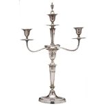 An Edward VII silver oval twin-branch candelabrum, maker Goldsmiths & Silversmiths Co Ltd, London,