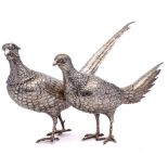 A pair of Continental silver pheasants, bears import marks for Berthold Muller, Chester,