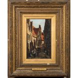 Frank Bramley [1857-1915]- Antwerp; a street scene with figures,