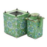 A Chinese wine pot, cover and outer case,