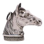 A Victorian silver novelty vesta case, maker HBs, Birmingham, 1884: in the form of a horse's head,