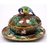 A George Jones majolica muffin/butter dish,