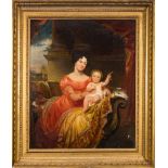 Follower of Thomas Lawrence [18/19th Century]- Portrait of a mother and child seated in a palatial