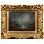 Manner of Van De Neer Jansen [18th/19th Century]- A moonlit river estuary,
