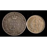 A 1915 Italian Somalia Rupee, together with a Chinese coin: (2).