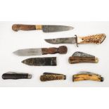 A group of 19th century and later knives and penknives: including an Indian 'Goat Brand' pocket