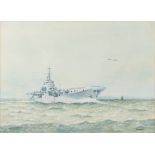 * Eric Erskine Campbell Tufnell [1888-1978]- HMS Theseus,:- signed and inscribed, watercolour,