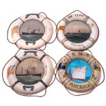 A group of four 'The Ramsey' Lifebuoy Novelty frames with ship portraits: 'SS Racilia', 'SS Bacilia,