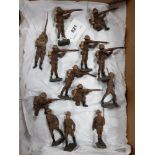 Lineol (Germany) A set of thirteen figures:, comprising five standing firing, two kneeling firing,