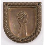 A Chatham Dockyard replica bronze ward room badge for HMS Puncher: 13cm high