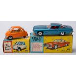 Corgi 233 Heinkel Economy Car:, orange body, yellow interior,spun hubs,