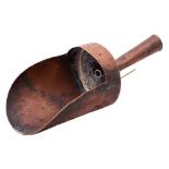 A Victorian copper magazine scoop by Griffiths & Browett:, stamped and dated 'G & B MC,