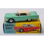 Corgi 214 Ford Thunderbird: white hardtop, green body, spun hubs with treaded black tyres,