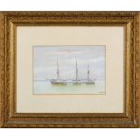 W A Earp? (19th Century British) A watercolour of the Shaftesbury Training ship 'Arethusa': signed