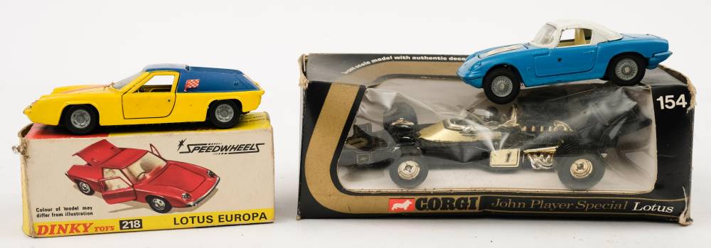 Dinky No 218 Lotus Europa, yellow and blue,