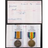 A WWI pair to '40942 Pte H Benton R War. R':.