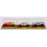 A boxed group of three Dinky racing cars: comprising two Dinky 215 Ford GT Racing Cars,