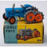 Corgi 54 Fordson 'Power Major' with 'Roadless' Half Tracks:, blue with silver seat and exhaust,