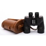 A pair of WWII period Canadian Naval binoculars:, black crackle finish tubes,