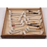 A collection of sixty seven various clay and meerschaum pipes:, including figural bowl, talon bowl,