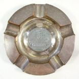 A silver plated launch commemorative ashtray for the Imperial Japanese Navy Battleship HIJMS