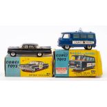 A Corgi No 464 Commer Police Van with flashing light: in box together with a Chevrolet Impala in a