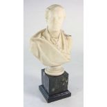 A 19th century alabaster bust of Rear Admiral Sir Edmund Lyons: inscribed 'M Noble,