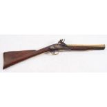 A 19th century flintlock blunderbuss by Bond of London: the 11 3/4 inch two stage brass barrel