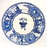 A Victorian blue and white Mess plate: 'young-head' pattern, No.