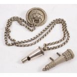A silver plated military shoulder chain and whistle:.