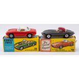 Corgi 319 Lotus Elan S2: red with white roof, cast hubs, blue and yellow picture box,