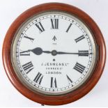 A WWI Ministry of Defence issue single fusee mahogany circular wall clock by J Jennens Ltd,