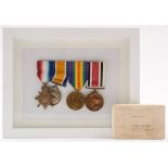 A WWI group of four to '8701 Pte T Brooks, Manchester Regiment': 1914-15 Star, War Medal,