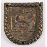 A Chatham Dockyard replica bronze ward room badge for HMS Voyager: 13.