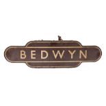 A BR (W) Totem 'Bedwyn':, cream and brown fully flanged edged with original mounting bolts, 92.