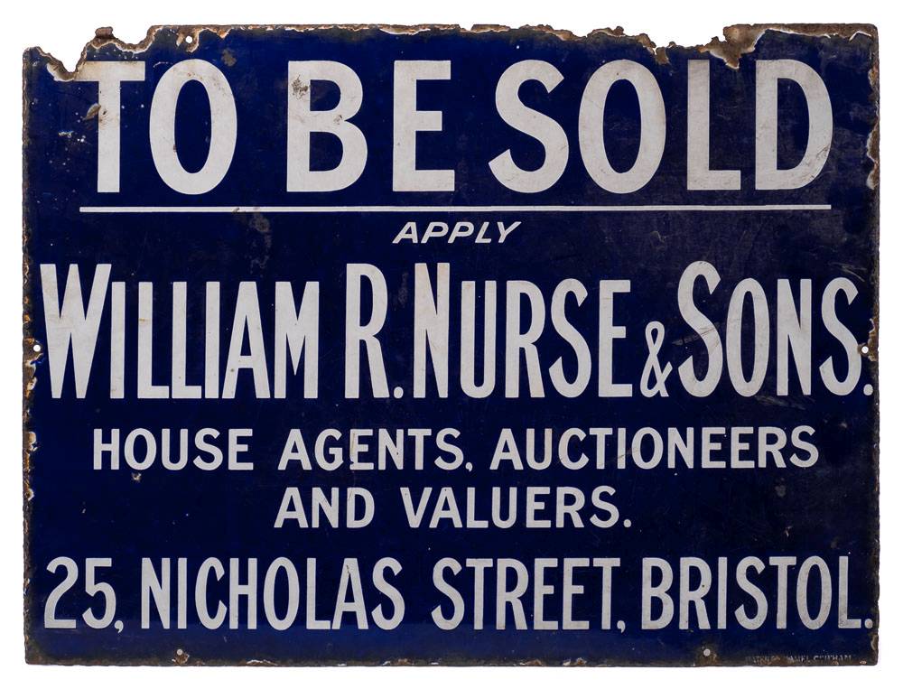 An enamel advertising sign for William R Norse & Sons, House Agents, Auctioneers and Valuers ,