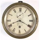 A 19th century brass cased bulkhead clock retailed by E Manuel, The Hard Portsea:,