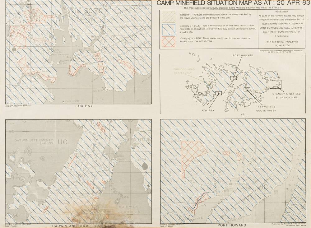 Of Falklands Conflict Interest: two framed minefield survey maps for Stanley and Camp, - Image 2 of 6