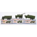 A boxed group of three Dinky military vehicles: Dinky 661 Scammel Recovery Tractor,