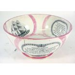 A 19th Century Sunderland (Ball) lustre bowl 'Forgive & Forget': with transfer decorated ship