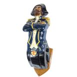 A carved figurehead 'The Admiral' by Charles Moore:, dressed in naval uniform with folded arms,