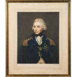 After Lemual F Abbott, 'Horatio, Viscount Nelson': coloured engraved by Arthur Hogg,