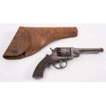 A 19th century 80 bore single action five shot percussion cap revolver by J Adams & Co,