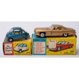 Corgi 233 Heinkel Economy Car:, blue body, yellow interior,spun hubs,