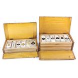 A collection of various late 19th /early 20th century microscope slides of micro fossils and