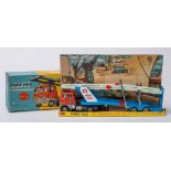 Corgi 1138 Ford Articulated Car Transporter: orange and silver cab with lemon interior,