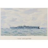 * Eric Erskine Campbell Tufnell [1888-1978]- HMS Furious,1939,:- signed , watercolour, 25 x 42cm.