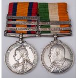 A South Africa pair to '7016 Pte F J Boulton Grenadier Guards': Queen's South Africa Medal with