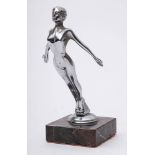 A 1930s Desmo Speed Nymph car mascot:, signed as per title mounted on an onyx plinth, 19cm high.